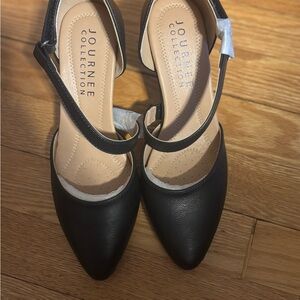 Journee Collection Black Ankle Strap Heels